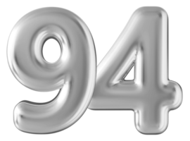 Silver 3d number 94 png