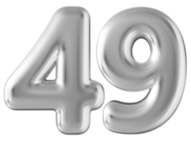 Silver 3d number 49 png