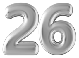 Silver 3d number 26 png