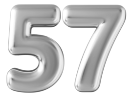 Silver 3d number 57 png