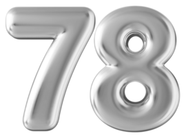 Silver 3d number 78 png