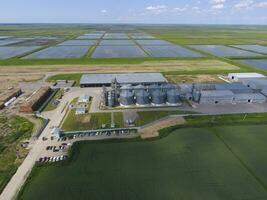 Plant for the drying and storage of grain. Top view. Grain terminal. photo