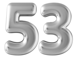 Silver 3d number 53 png