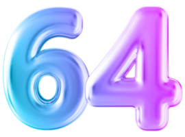 Gradient 3d number 64 png