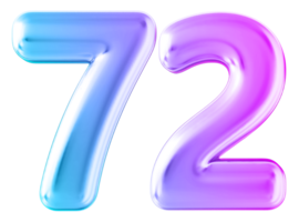 Gradient 3d number 72 png