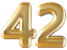 Gold 3d Nummer 42 png