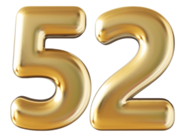 Gold 3d Nummer 52 png