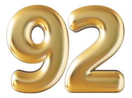 Gold 3d number 92 png