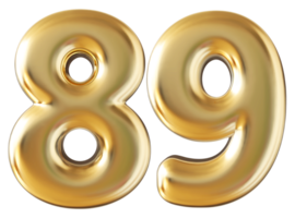 Gold 3d number 89 png