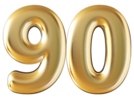 Gold 3d number 90 png