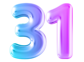 Gradient 3d number 31 png