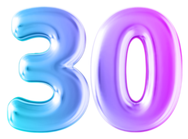 Gradient 3d number 30 png