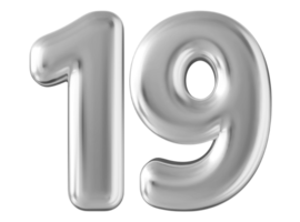 Silver 3d number 19 png