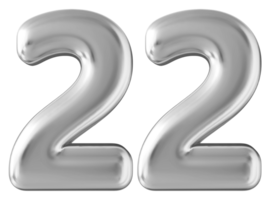 Silver 3d number 22 png