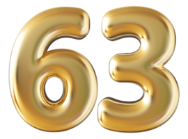 Gold 3d number 63 png