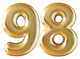 Gold 3d number 98 png