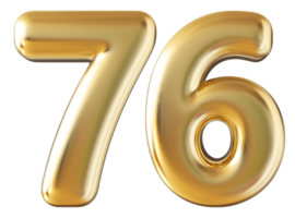 Gold 3d number 76 png