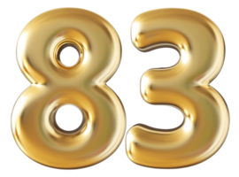 Gold 3d number 83 png