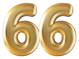 Gold 3d number 66 png