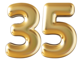 Gold 3d Nummer 35 png