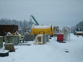 Platform of construction  pipelines photo