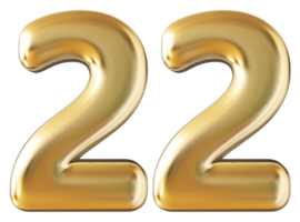 Gold 3d Nummer 22 png