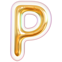 oro bolla lettera p font 3d rendere png