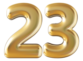 Gold 3d number 23 png