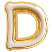 oro bolla lettera d font 3d rendere png