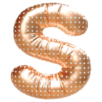 Gold bubble letter S font 3d render png