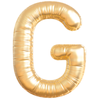 Gold bubble letter G font 3d render png