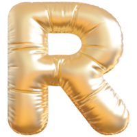 Gold bubble letter R font 3d render png