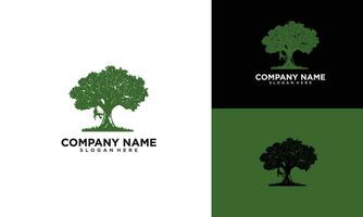 Tree cutting design for tree service, Arborist Tree Service logo design, Vector Illustration of a Man Cutting a Tree