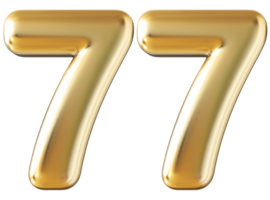 Gold 3d number 77 png