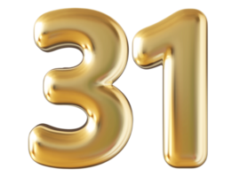 Gold 3d number 31 png