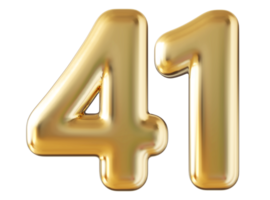 Gold 3d number 41 png