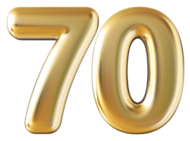 oro 3d numero 70 png