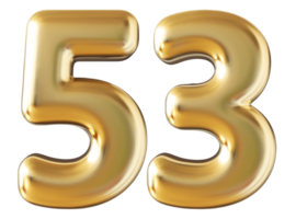 Gold 3d number 53 png