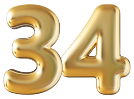 oro 3d numero 34 png