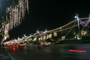 New Year's decorations, lights and architecture in Bangkok, Thailand photo