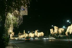 New Year's decorations, lights and architecture in Bangkok, Thailand photo