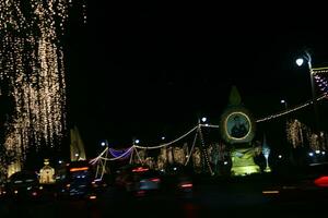 New Year's decorations, lights and architecture in Bangkok, Thailand photo