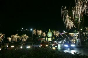 New Year's decorations, lights and architecture in Bangkok, Thailand photo