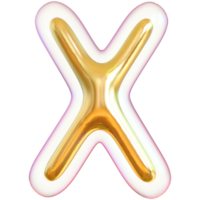 oro bolla lettera X font 3d rendere png