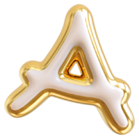 Gold bubble letter A font 3d render png