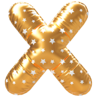 oro bolla lettera X font 3d rendere png