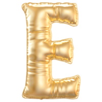 Gold bubble letter E font 3d render png