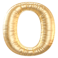 Gold bubble letter O font 3d render png