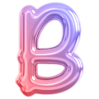 Gradient bubble letter B font 3d render png