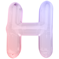 Gradient bubble letter H font 3d render png